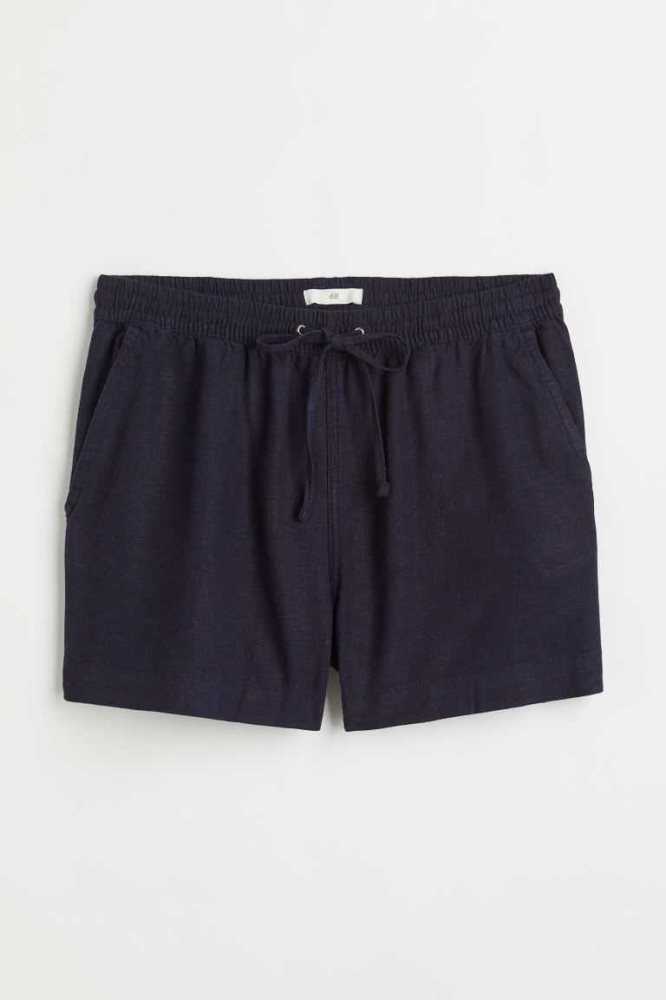 Bermudas H&M Linen-blend Mujer Azules Oscuro | 035461YQP