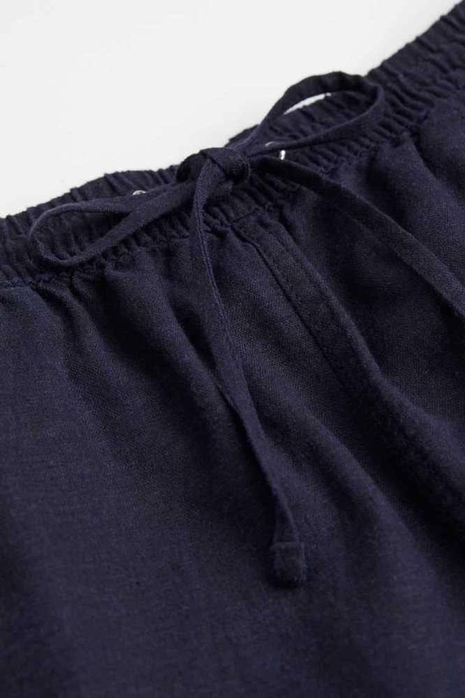 Bermudas H&M Linen-blend Mujer Azules Oscuro | 035461YQP