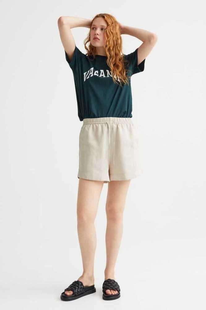 Bermudas H&M Linen-blend Mujer Blancos | 479062UHO