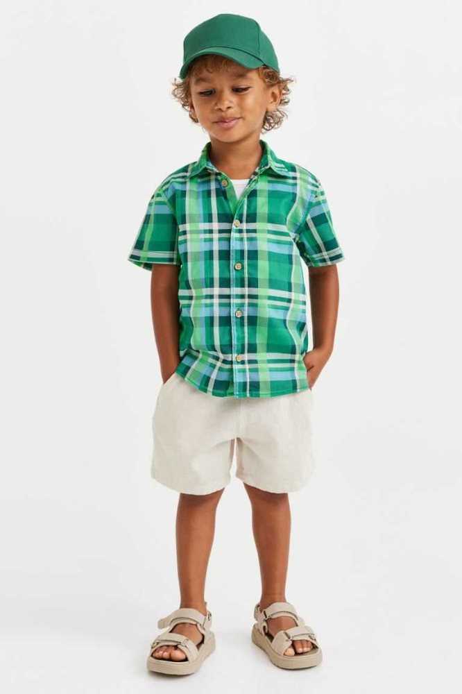 Bermudas H&M Linen-blend Pull-on Niños Azules Claro | 401829RAE