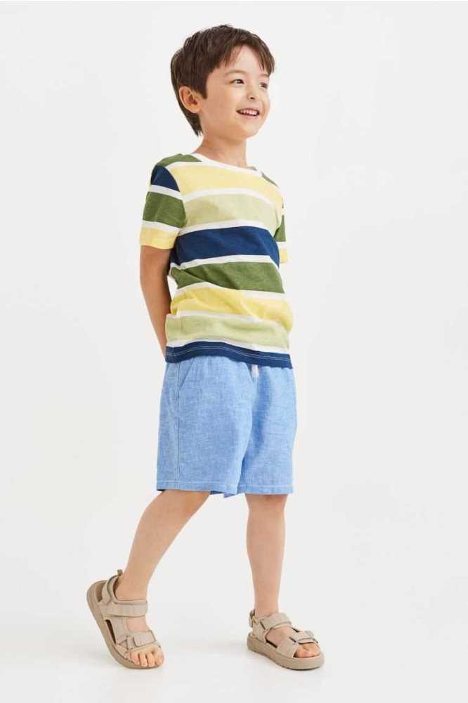 Bermudas H&M Linen-blend Pull-on Niños Azules Claro | 401829RAE