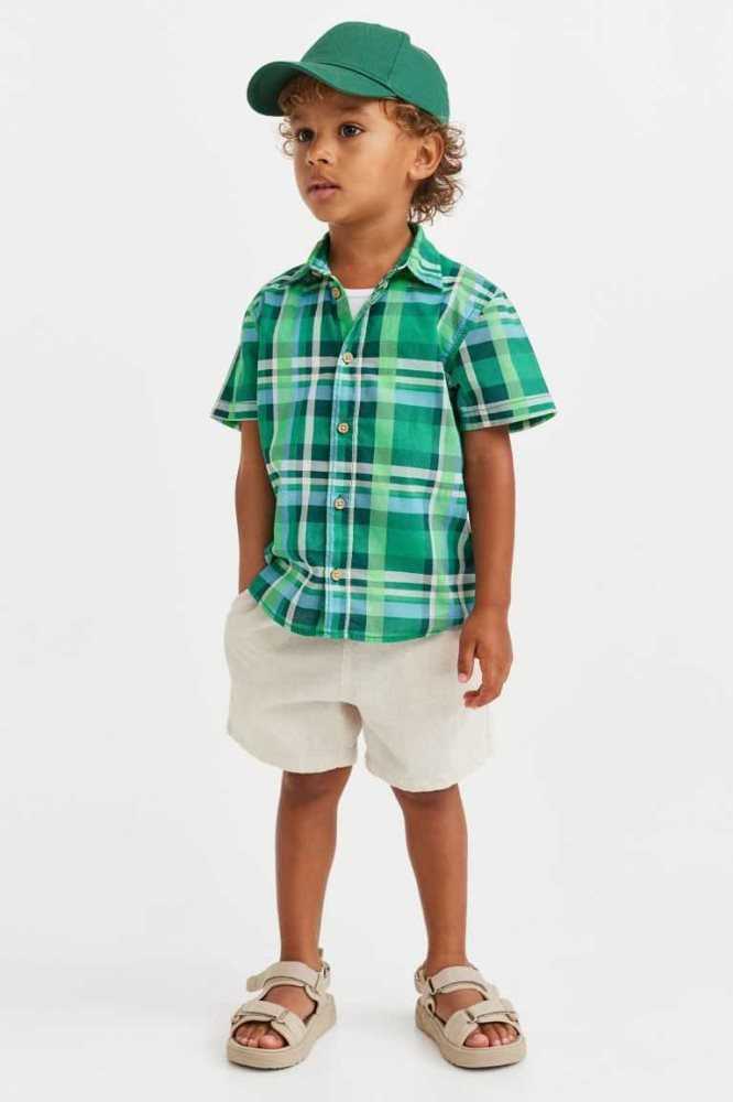 Bermudas H&M Linen-blend Pull-on Niños Azules Claro | 401829RAE