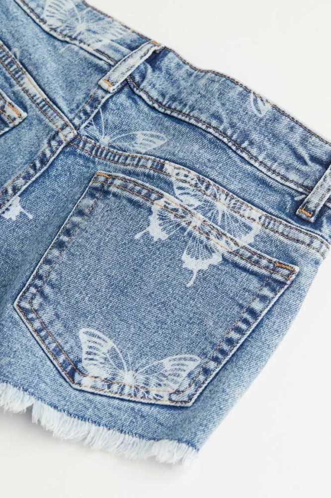 Bermudas H&M Low Cintura Printed Denim Mujer Azules | 849620AUQ