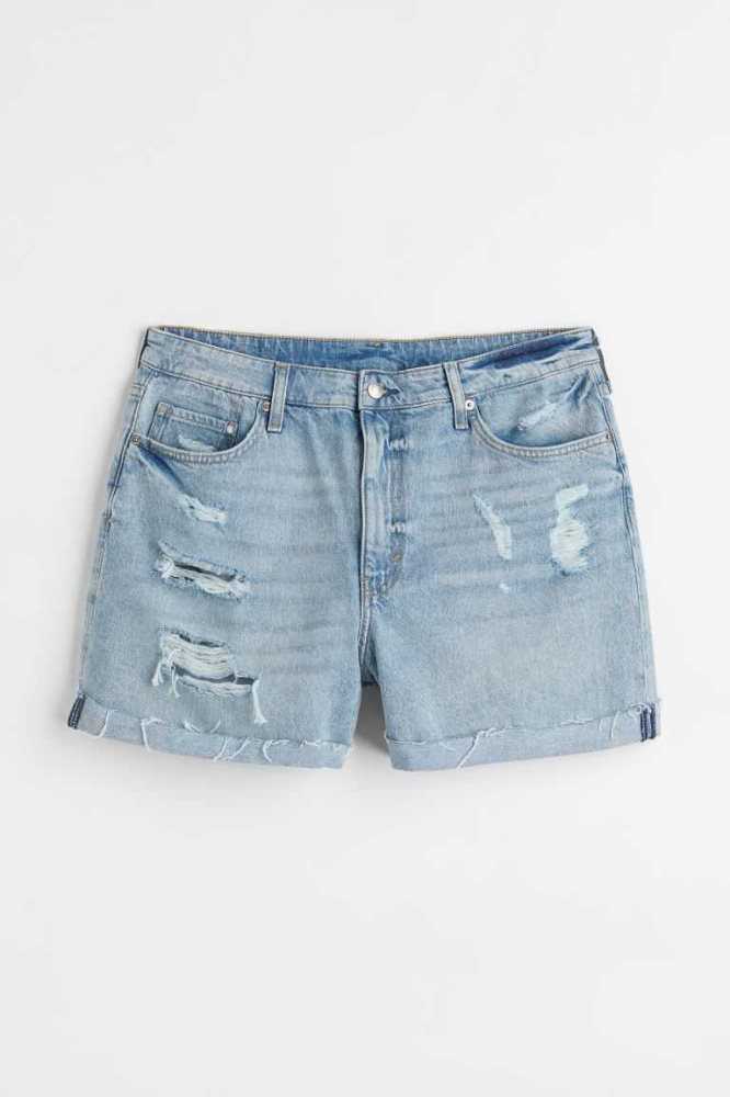 Bermudas H&M Mom Comodidad High Denim Mujer Azules | 178204YCX