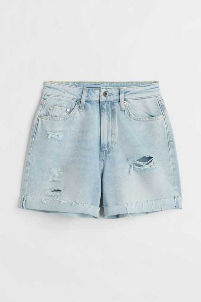 Bermudas H&M Mom Comodidad Ultra High Denim Mujer Azules | 265473ZRN