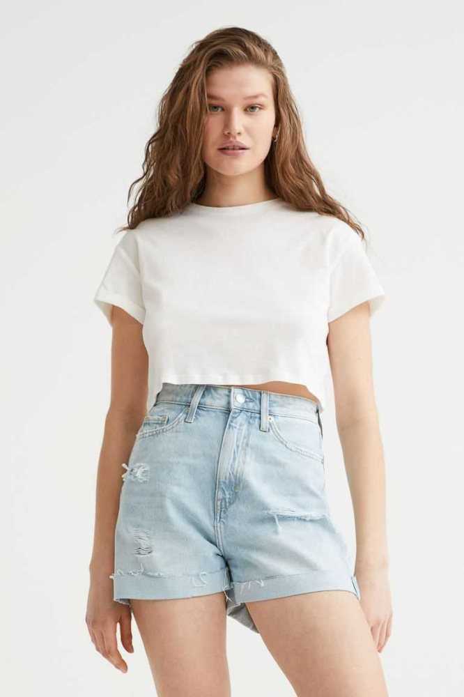 Bermudas H&M Mom Comodidad Ultra High Denim Mujer Azules | 265473ZRN