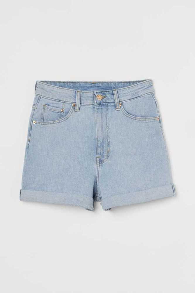 Bermudas H&M Mom Ultra High Denim Mujer Azules Claro | 086241AHF