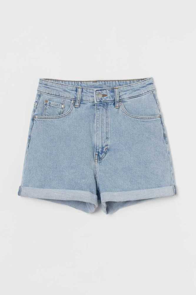 Bermudas H&M Mom Ultra High Denim Mujer Azules Claro | 086241AHF