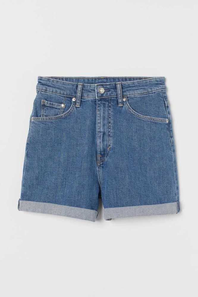 Bermudas H&M Mom Ultra High Denim Mujer Azules Claro | 086241AHF