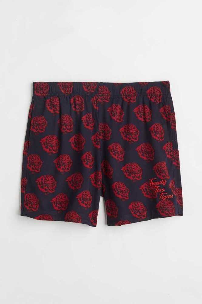 Bermudas H&M Patterned Twill Hombre Azules Oscuro | 680745JIO