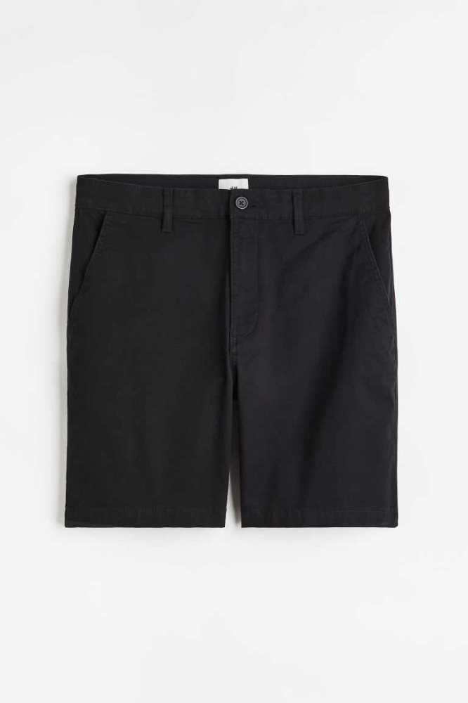 Bermudas H&M Regular Fit Algodon Chino Hombre Grises Oscuro | 496210EIR