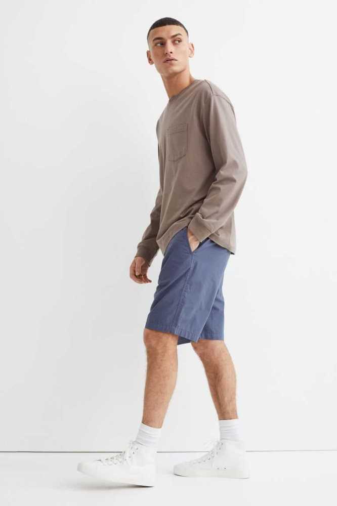 Bermudas H&M Regular Fit Algodon Chino Hombre Beige Claro | 589342JUW