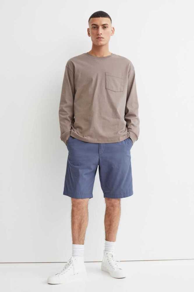 Bermudas H&M Regular Fit Algodon Chino Hombre Beige Claro | 589342JUW