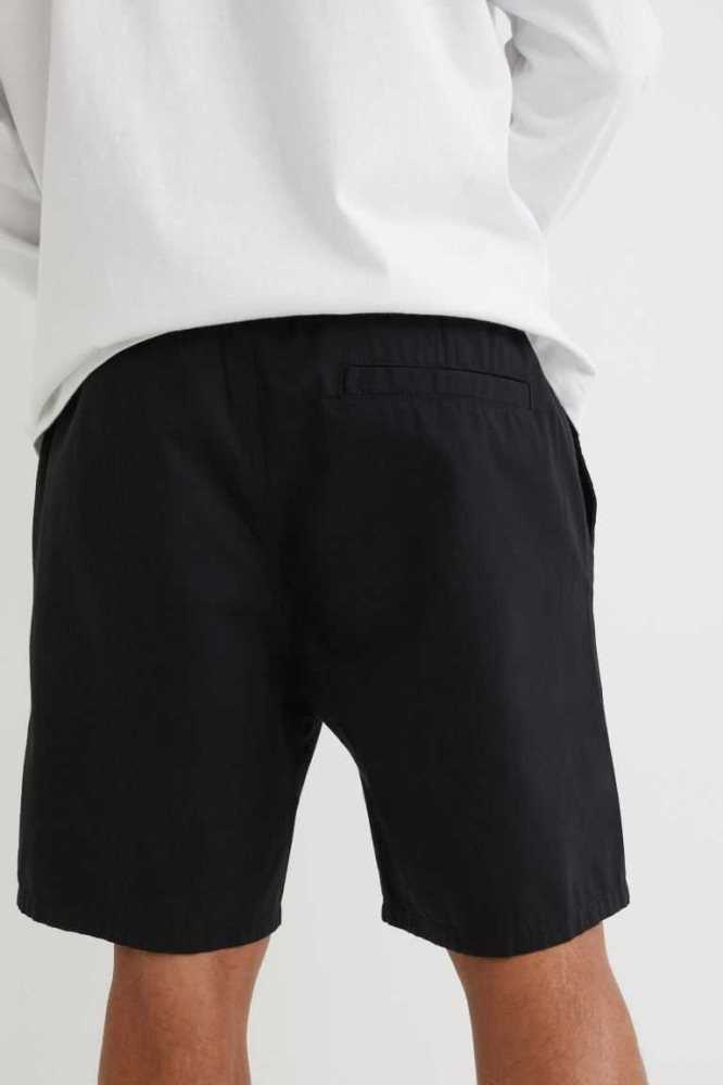 Bermudas H&M Regular Fit Algodon Hombre Negros | 325860RML