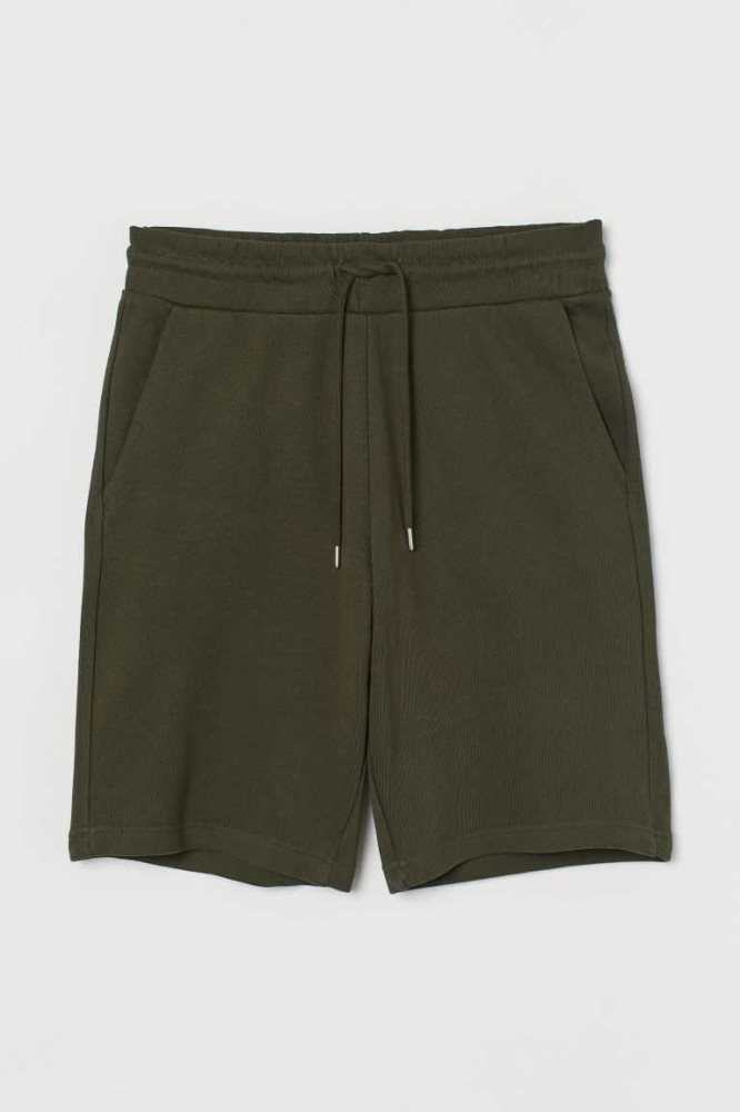 Bermudas H&M Regular Fit Hombre Negros | 703182ZAM