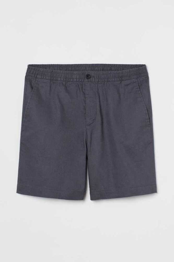 Bermudas H&M Regular Fit Linen-blend Hombre Grises Claro | 423517TOL