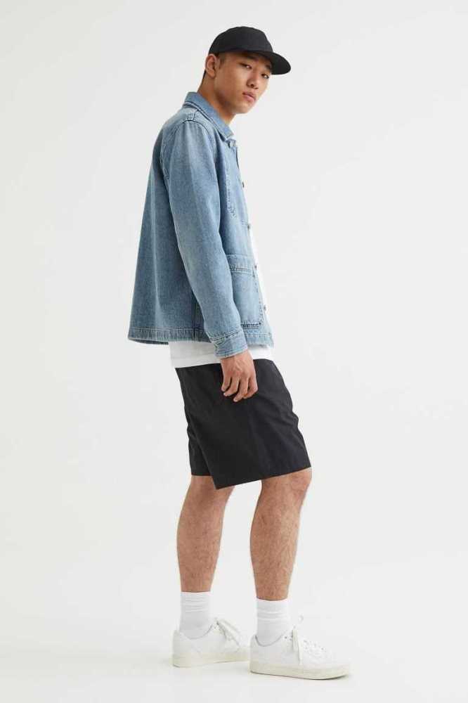 Bermudas H&M Relaxed Fit Algodon Hombre Azules | 041539DAN