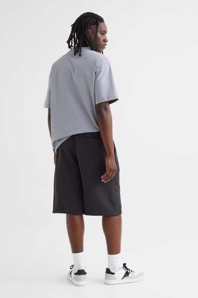 Bermudas H&M Relaxed Fit Algodon Hombre Negros | 152308KJE