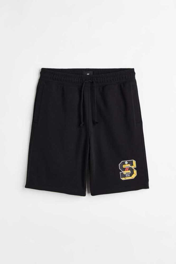 Bermudas H&M Relaxed Fit Algodon Hombre Negros | 418036VQK