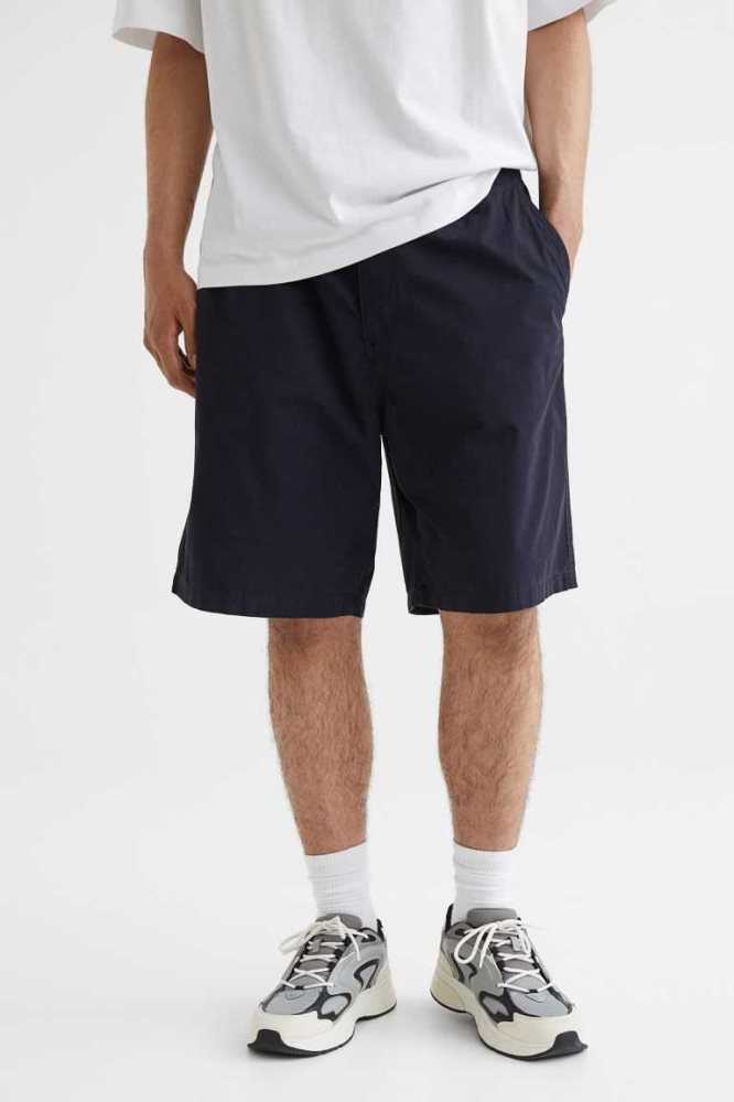 Bermudas H&M Relaxed Fit Algodon Hombre Azul Marino Azules | 864370CEF