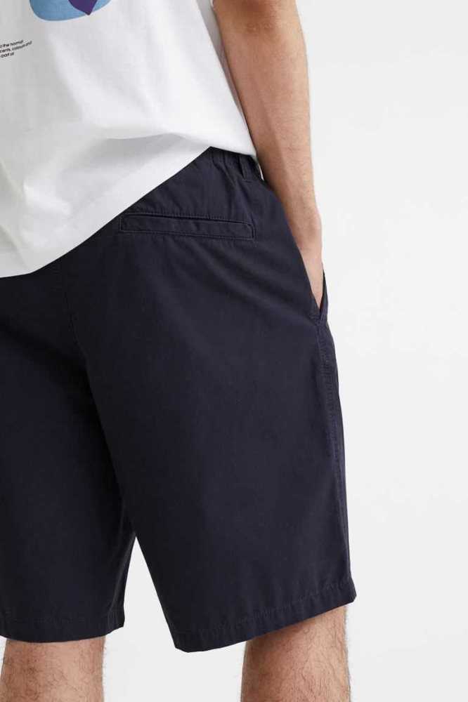 Bermudas H&M Relaxed Fit Algodon Hombre Azul Marino Azules | 864370CEF