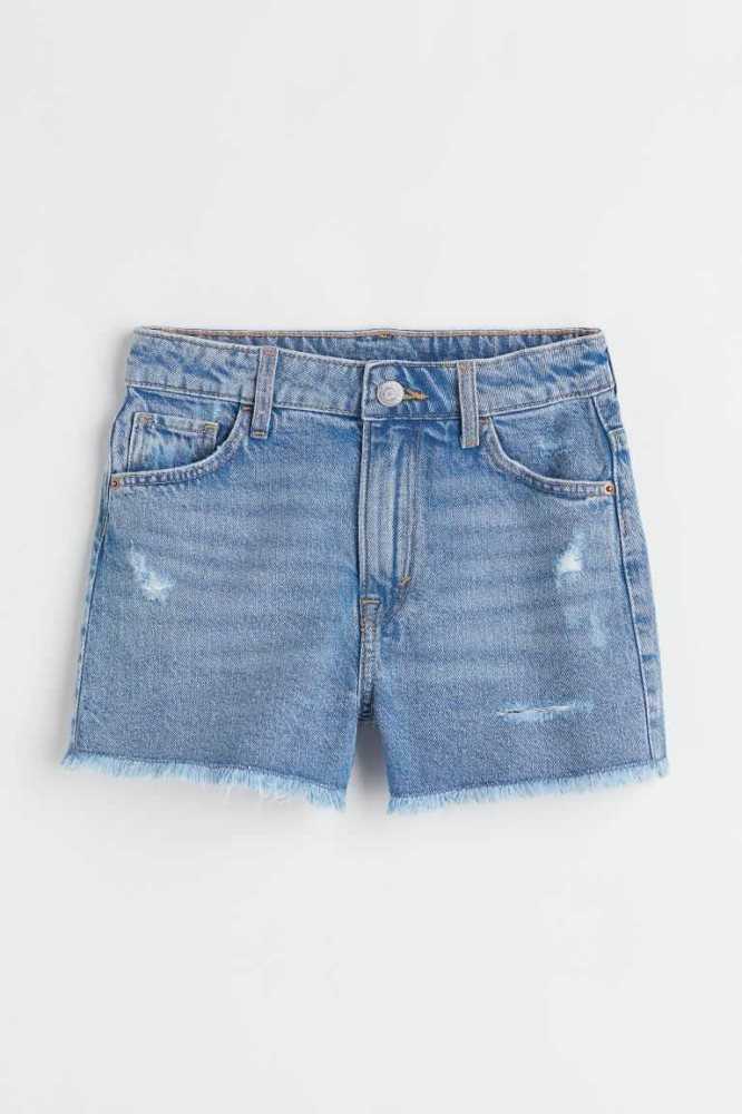 Bermudas H&M Relaxed Fit High Denim Niños Azules | 578601RNG