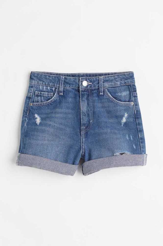 Bermudas H&M Relaxed Fit High Denim Niños Azules | 578601RNG