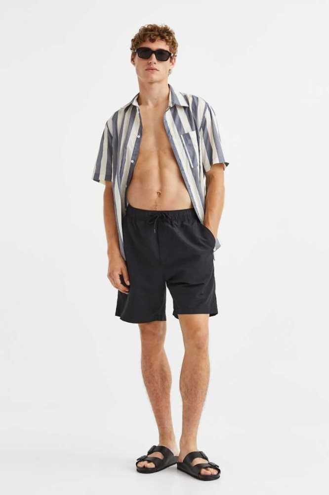 Bermudas H&M Relaxed Fit Nylon Hombre Azules Oscuro | 132857JRU