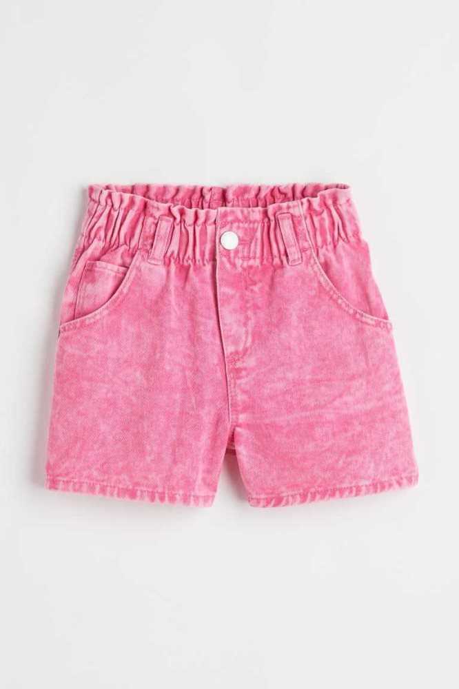 Bermudas H&M Relaxed Fit Twill Paper-bag Niños Verdes Claro | 734068XKA