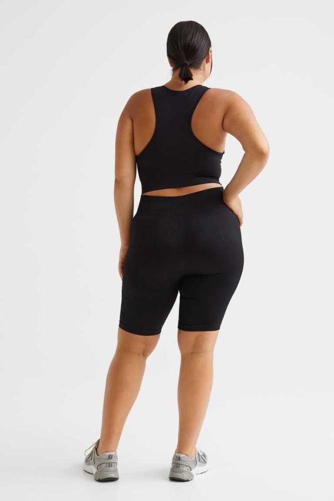 Bermudas H&M Seamless Sports Bike Mujer Negros | 912308ACY