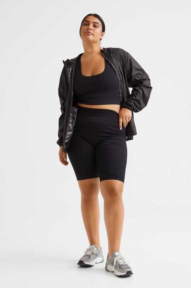 Bermudas H&M Seamless Sports Bike Mujer Negros | 912308ACY