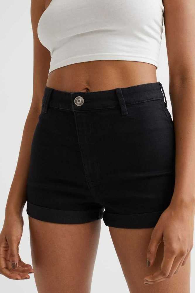 Bermudas H&M Shorts High Cintura Mujer Azules Oscuro | 827045HCR