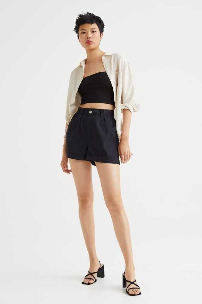 Bermudas H&M Shorts High Cintura Mujer Beige Claro | 406752LYF