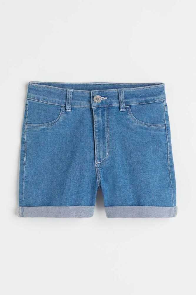 Bermudas H&M Slim Fit High Denim Niños Azules Claro | 138572IUB