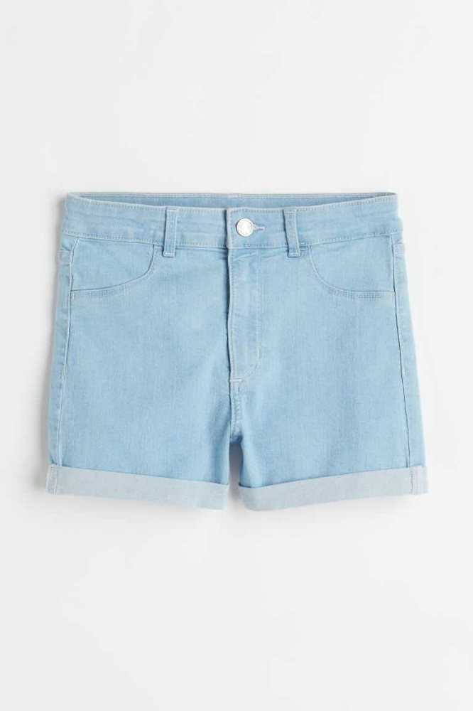 Bermudas H&M Slim Fit High Denim Niños Azules Claro | 138572IUB