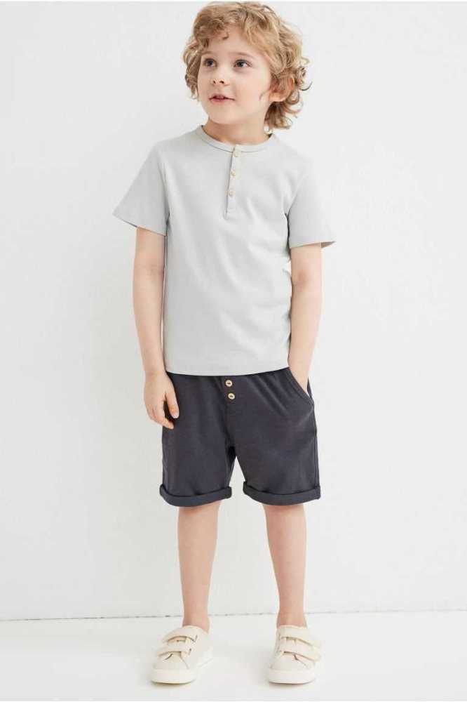 Bermudas H&M Slub Algodon Niños Grises Oscuro Azules | 136947QIW