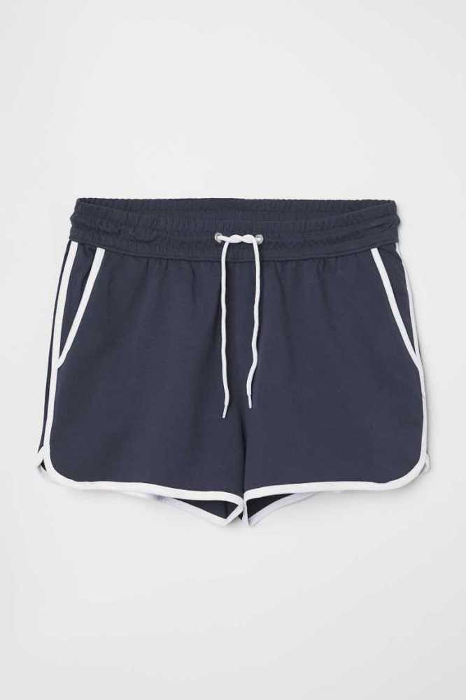 Bermudas H&M Sweatshorts Hombre Negros Blancos | 023156GHK