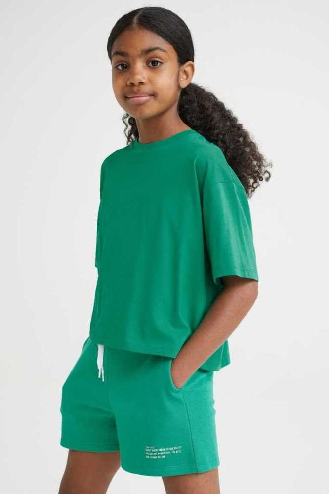 Bermudas H&M Sweatshorts Niños Verdes | 069158UEY