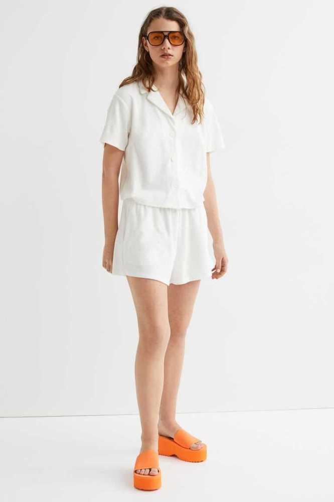 Bermudas H&M Terry Mujer Blancos | 728605MSF