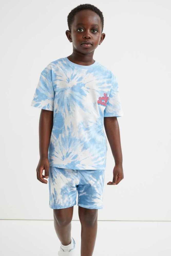 Bermudas H&M Tie-dye-patterned Niños Azules Claro | 659347CAB