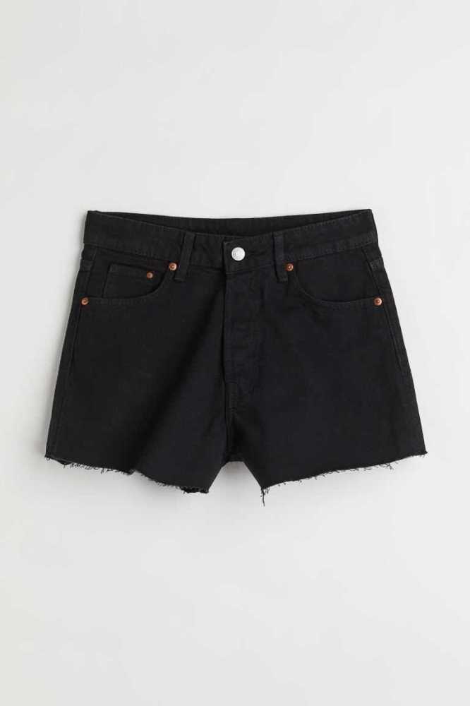 Bermudas H&M Vintage High Denim Mujer Negros | 049583TBP