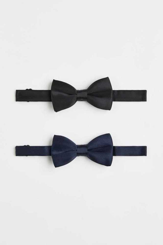 Blazers H&M 2-pack Satin Bow Ties Hombre Azules Oscuro Negros | 287619OGT