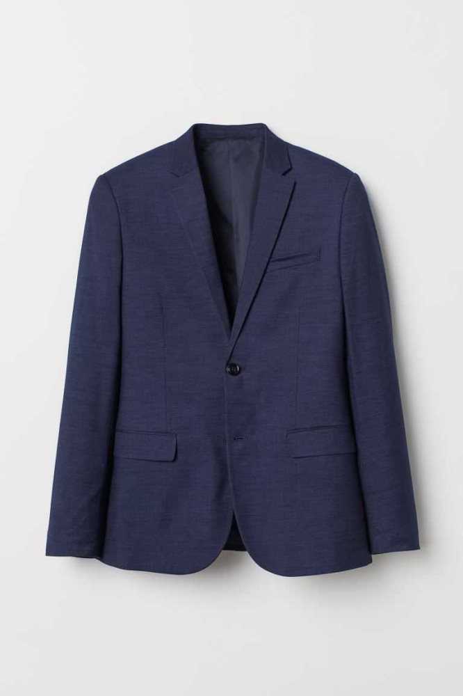 Blazers H&M Flaco Fit Jacket Hombre Azules Oscuro | 035869QYH