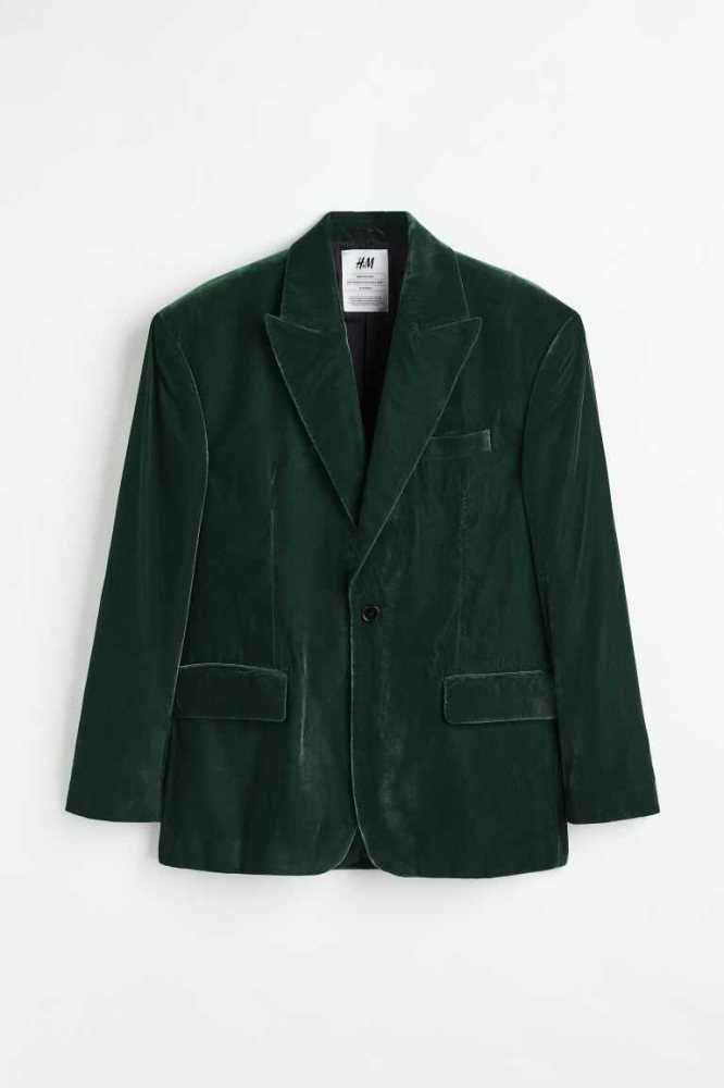 Blazers H&M Oversized Velvet Jacket Hombre Turquesa Verdes | 023541XCP