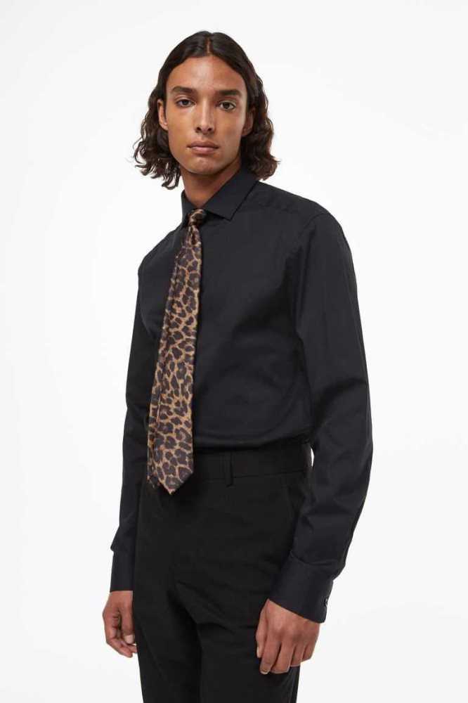 Blazers H&M Patterned Satin Tie Hombre Marrom Leopardo | 057631QUT