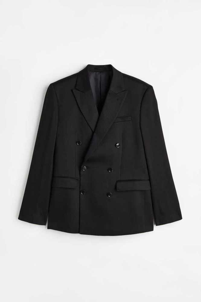 Blazers H&M Regular Fit Double-breasted Jacket Hombre Negros | 603582PTD