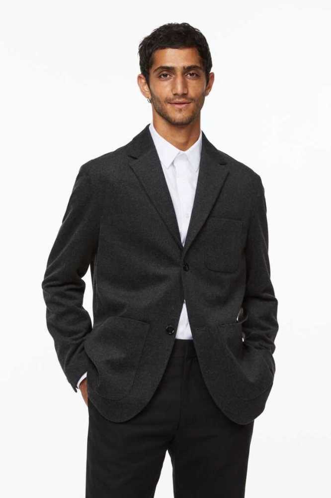 Blazers H&M Relaxed Fit Lana-blend Unconstructed Jacket Hombre Negros | 358691NHK