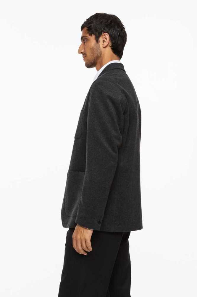 Blazers H&M Relaxed Fit Lana-blend Unconstructed Jacket Hombre Negros | 358691NHK