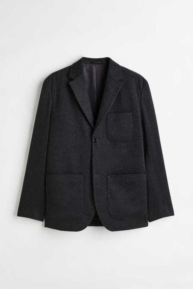 Blazers H&M Relaxed Fit Lana-blend Unconstructed Jacket Hombre Negros | 358691NHK