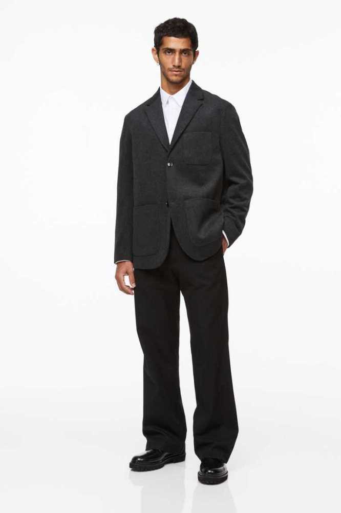 Blazers H&M Relaxed Fit Lana-blend Unconstructed Jacket Hombre Negros | 358691NHK